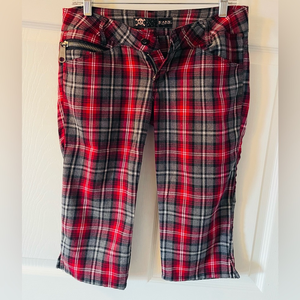 Rank Red Plaid Women's Capris